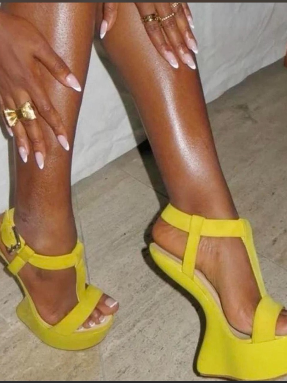 Yellow Giuseppe Zanotti T-Strap Platform Sandals - Women's Statement Heels